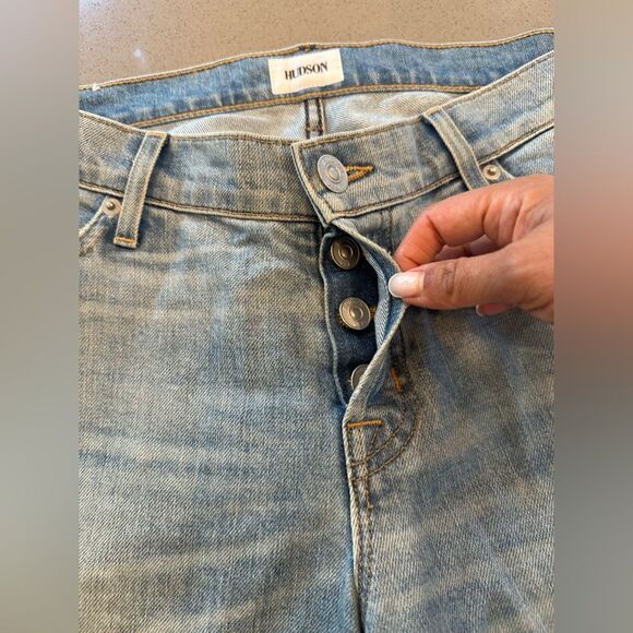 Hudson Riley Crop Jeans Size 27 Embroidered Stars Women's Lightwashed Jeans - Picture 13 of 15